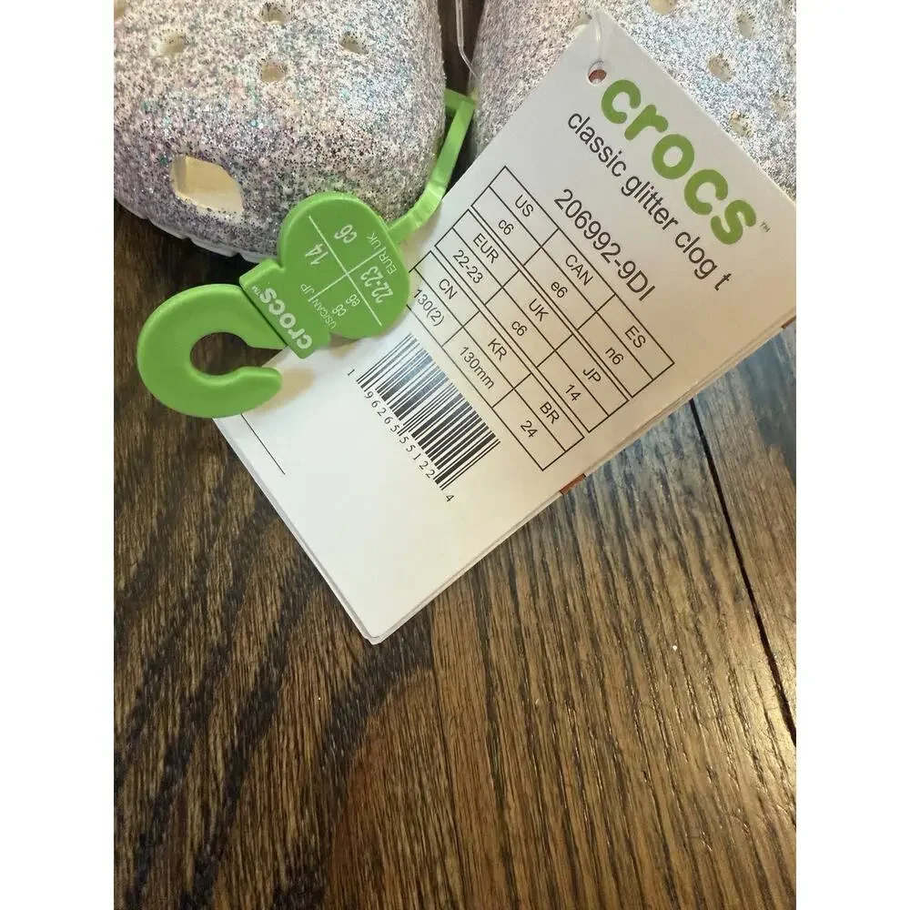 Crocs Classic Slip On Glitter Croc Little Girls Sz C6 NWT